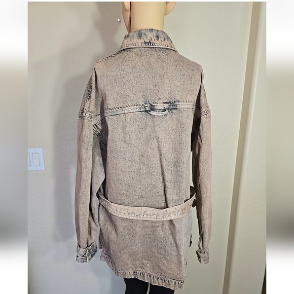 Sessun Ladies Faded Denim  Jacket With Belt Size S Oversized See Measurements - Picture 7 of 14